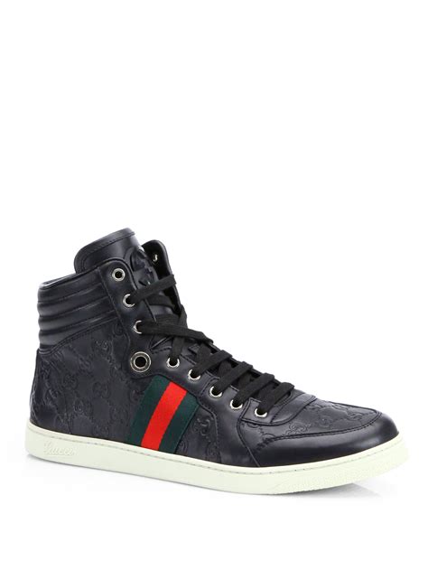 mens high top gucci black sneakers|men gucci slip on sneakers.